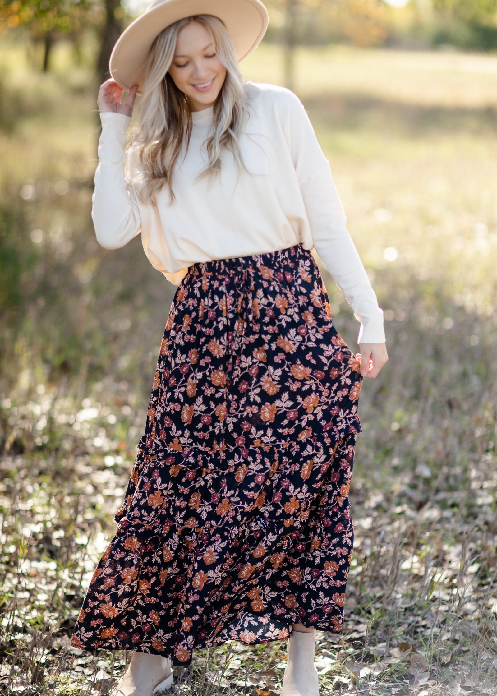 Floral Ruffle Tiered Maxi Skirt Skirts Dress Forum S