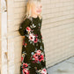 Modest Girls Burgandy and Olive Floral Toddler Maxi Dress