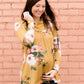 Women's Modest Maternity Mustard and Floral Sweater