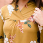 Women's Modest Maternity Mustard and Floral Sweater