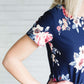 Blush, Ivory, Navy or Mauve Floral print options in this modest short sleeve tee.