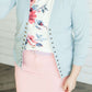 Blush, Ivory, Navy or Mauve Floral print options in this modest short sleeve tee.
