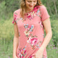 Blush, Ivory, Navy or Mauve Floral print options in this modest short sleeve tee.