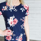 Blush, Ivory, Navy or Mauve Floral print options in this modest short sleeve tee.
