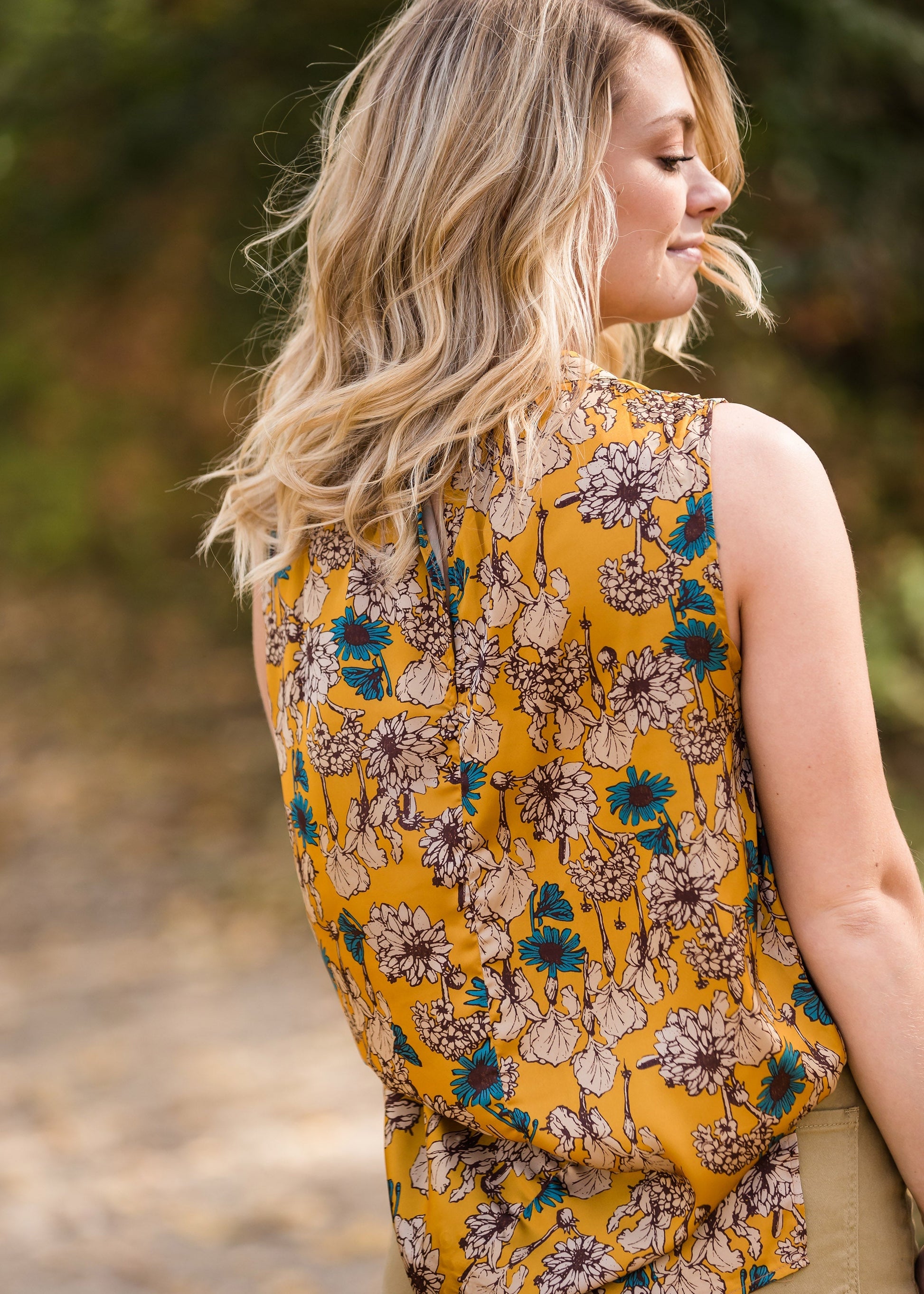 Floral Silky Gathered Tank - FINAL SALE Tops