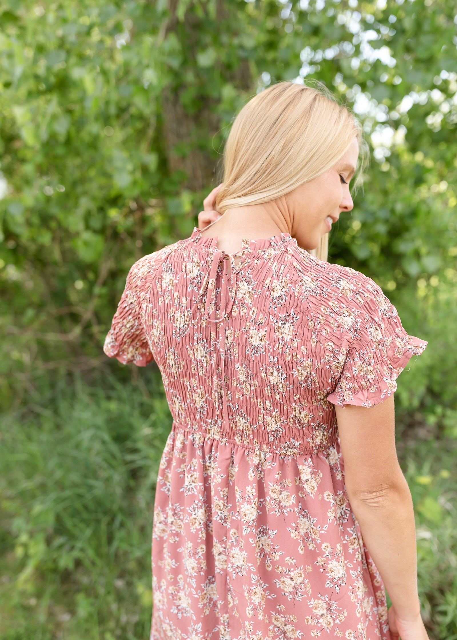 Floral Smocked Detail Midi Dress - FINAL SALE Dresses