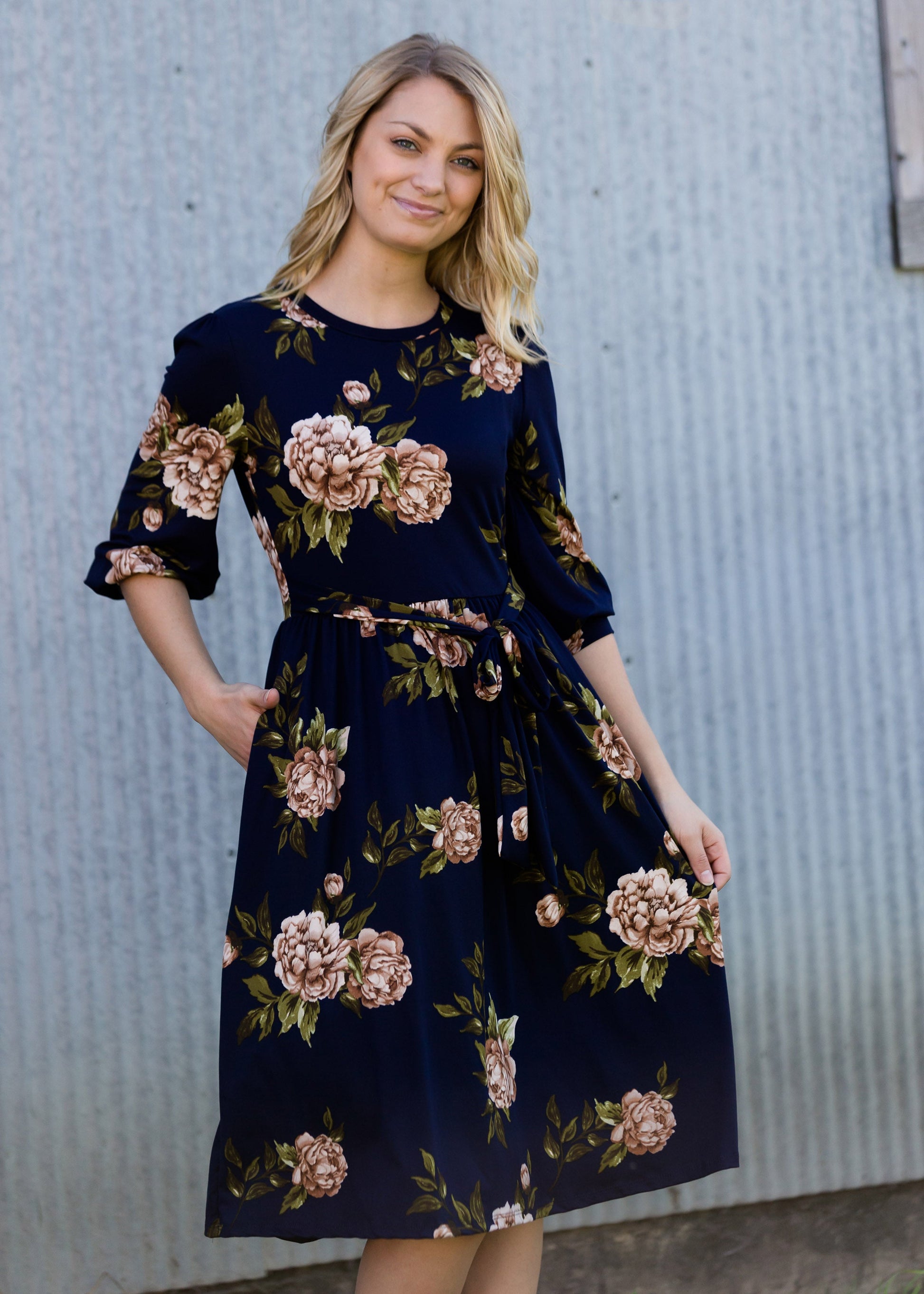 Floral Stretch Buttery Midi Dress - FINAL SALE Dresses