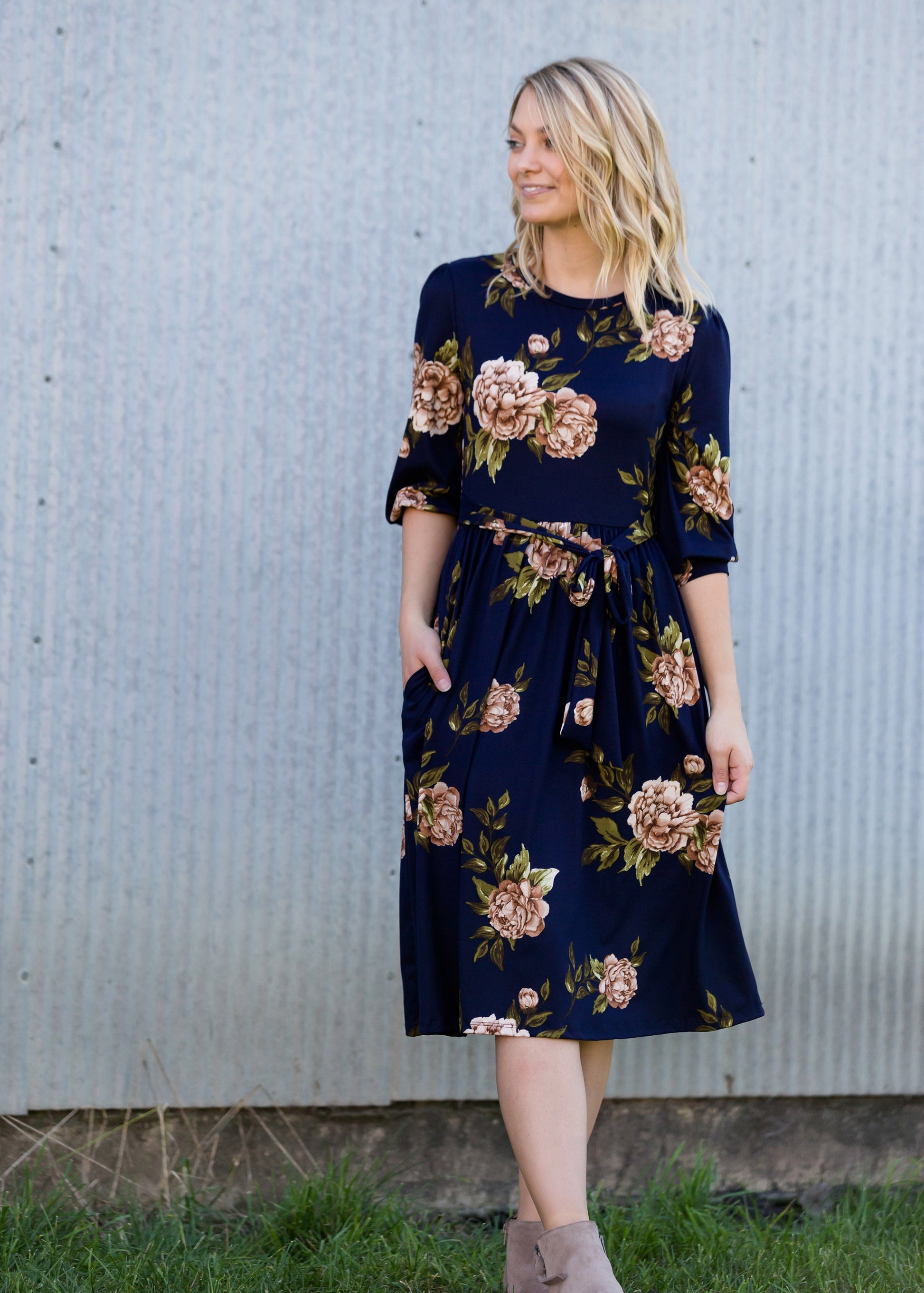 Floral Stretch Buttery Midi Dress - FINAL SALE Dresses