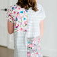 Girls mint and floral stripe modest tee shirt