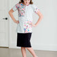 Girls mint and floral stripe modest tee shirt