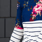 Floral Stripe Front Knot Top Tops