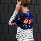 Floral Stripe Front Knot Top Tops