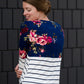 Floral Stripe Front Knot Top Tops
