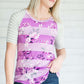 Floral Stripe Raglan Tee Tops Plum / S