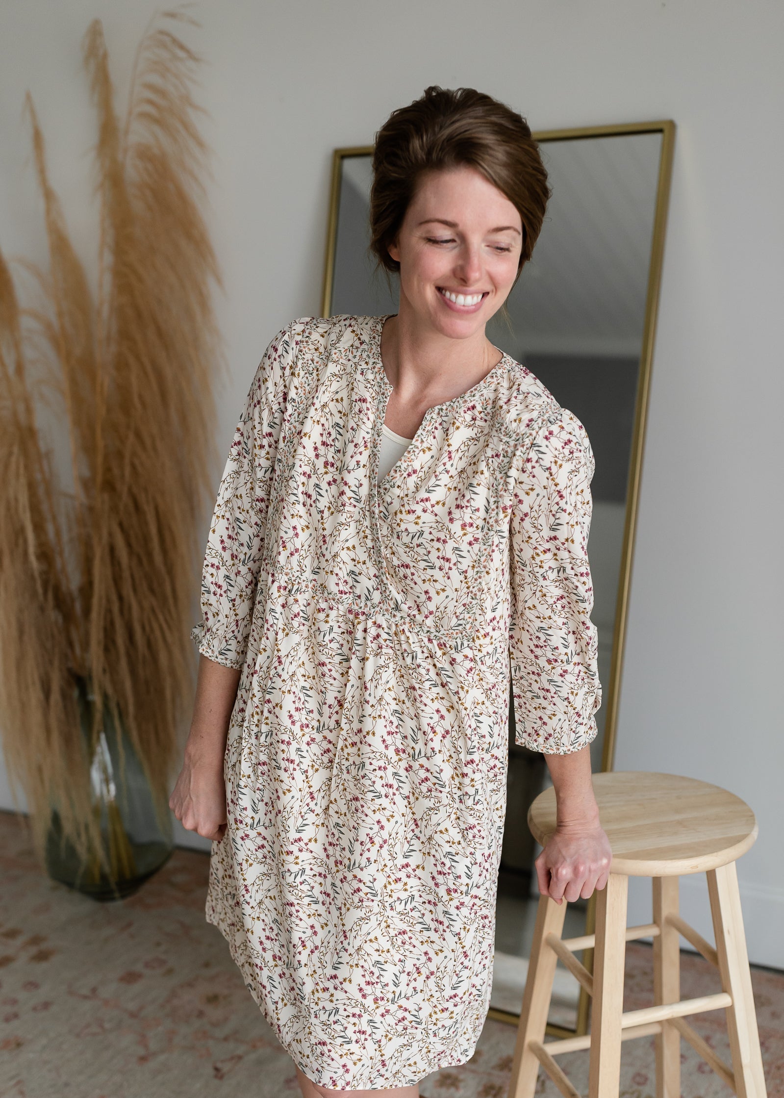 Floral V-Neck Midi Dress Dresses Hailey & Co
