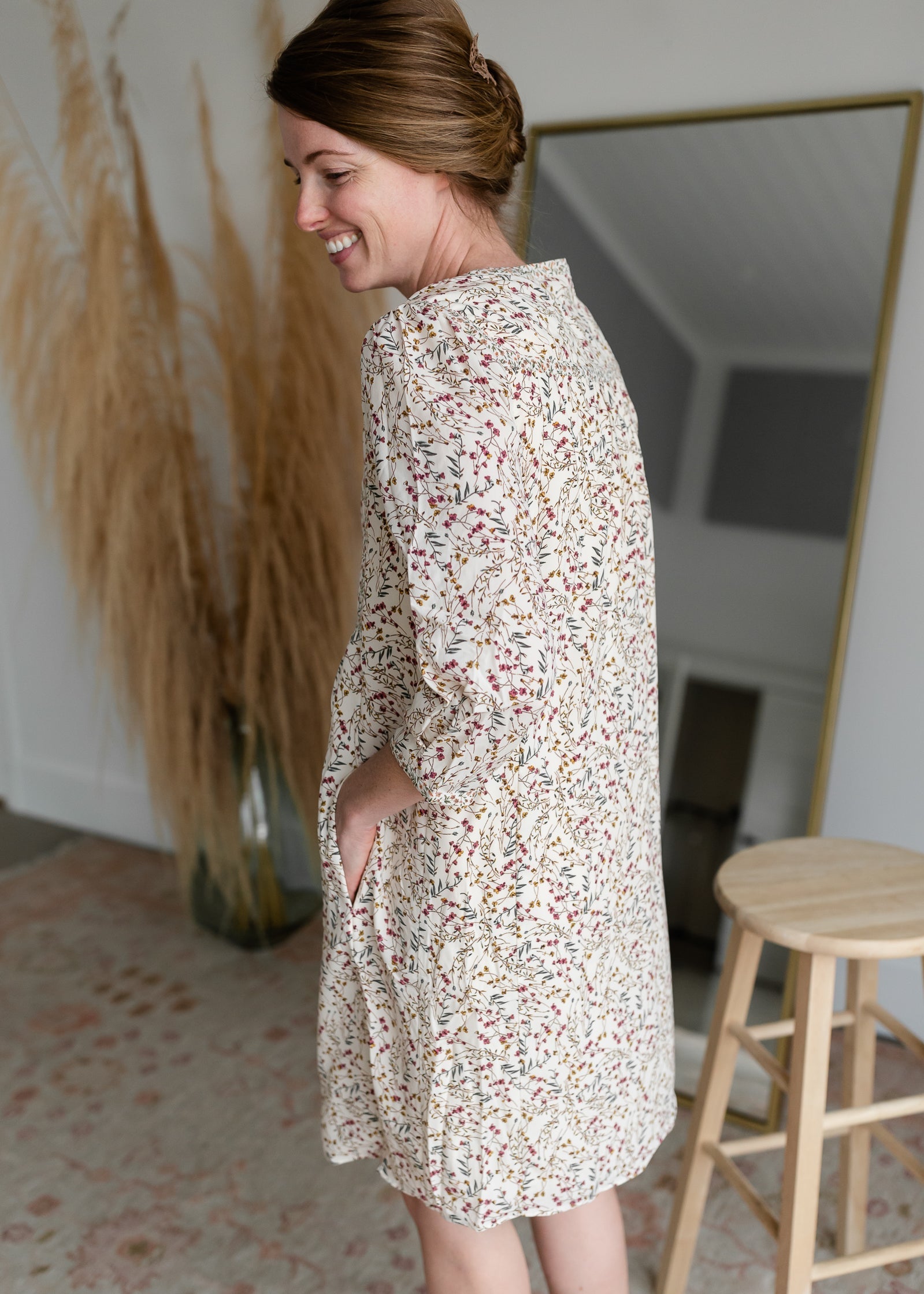Floral V-Neck Midi Dress Dresses Hailey & Co