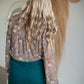 Floral V-Neck Smocked Balloon Sleeve Top Tops Entro