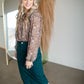 Floral V-Neck Smocked Balloon Sleeve Top Tops Entro