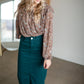 Floral V-Neck Smocked Balloon Sleeve Top Tops Entro