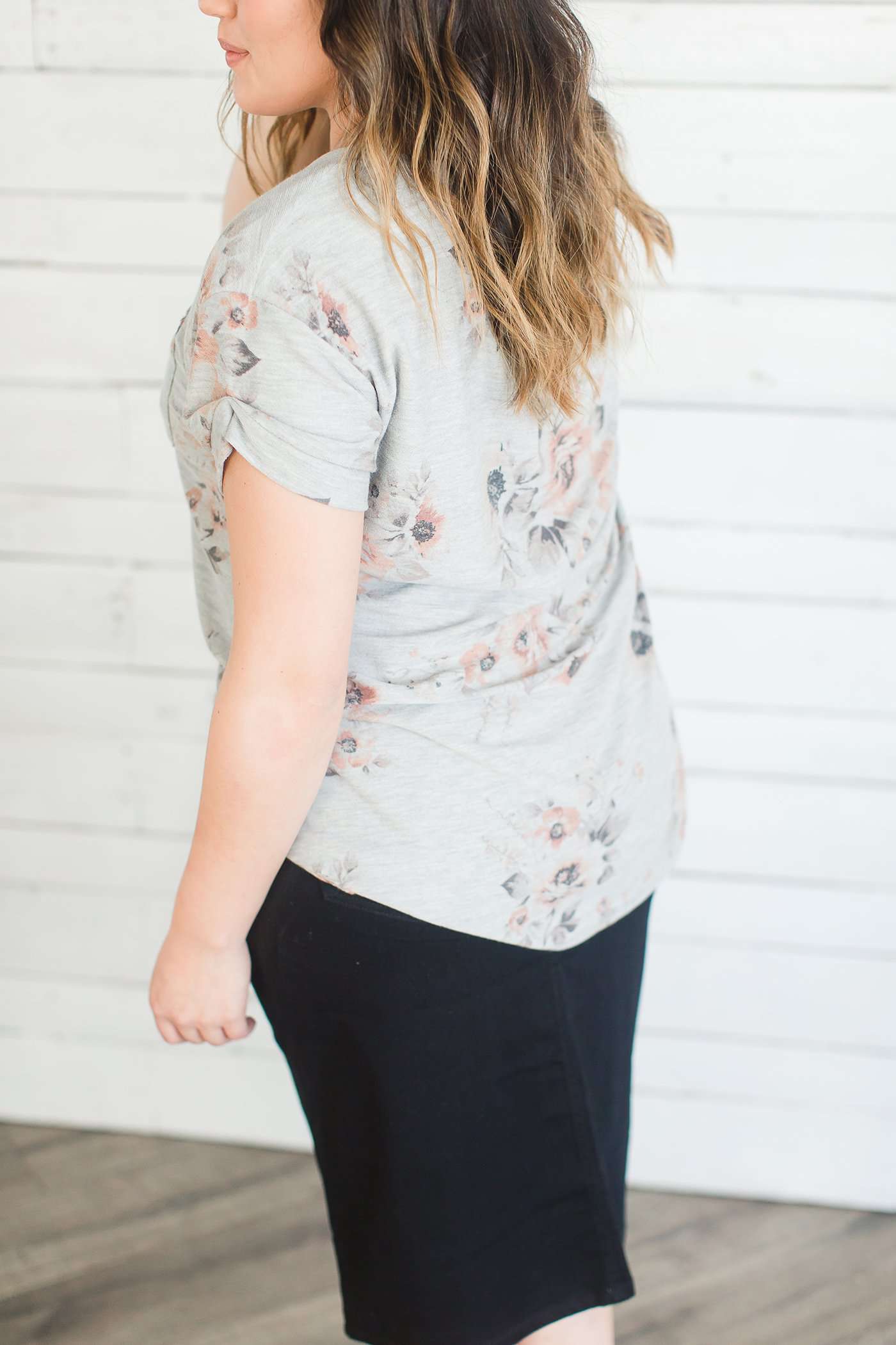 Floral V-Neck Tee Tops
