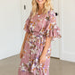 Floral Waist Tie Ruffle Sleeve Midi Dress - FINAL SALE Dresses