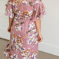 Floral Waist Tie Ruffle Sleeve Midi Dress - FINAL SALE Dresses