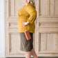 Women's modest plus size mustard floral detail blouse