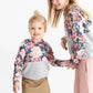 Gray and floral hooded french terry sweatshirt