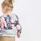 Gray and floral hooded french terry sweatshirt