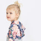 Gray and floral hooded french terry sweatshirt
