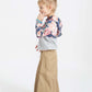 Gray and floral hooded french terry sweatshirt