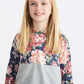 Gray and floral hooded french terry sweatshirt