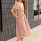 Flutter Sleeve Pleated Pink Midi Dress Dresses