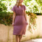 rose colored women's flutter sleeve midi dress