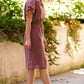 rose colored women's flutter sleeve midi dress