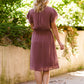 rose colored women's flutter sleeve midi dress