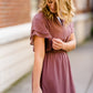 rose colored women's flutter sleeve midi dress