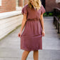 rose colored women's flutter sleeve midi dress