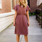 rose colored women's flutter sleeve midi dress