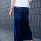 Long a-line womens skirt with fly stitching detail