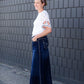 Long a-line womens skirt with fly stitching detail