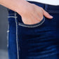 Long a-line womens skirt with fly stitching detail