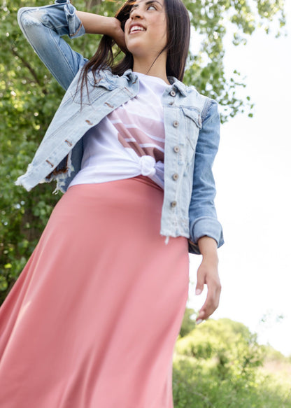Fold Over A-line Rose Midi Skirt - FINAL SALE Skirts
