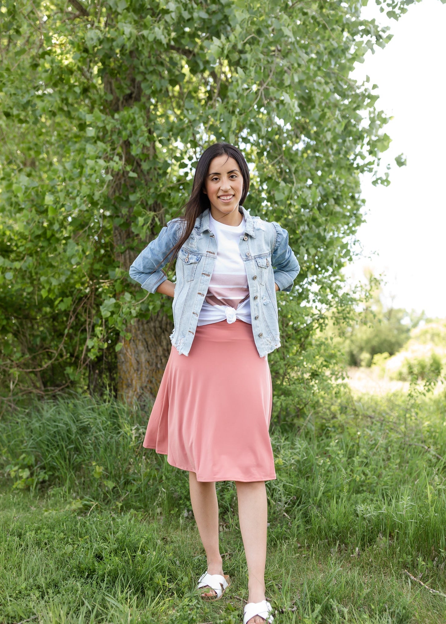 Fold Over A-line Rose Midi Skirt - FINAL SALE Skirts