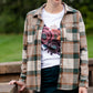 Forest Green Button Front Plaid Flannel Tops Thread & Supply