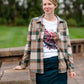Forest Green Button Front Plaid Flannel Tops Thread & Supply