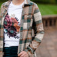 Forest Green Button Front Plaid Flannel Tops Thread & Supply