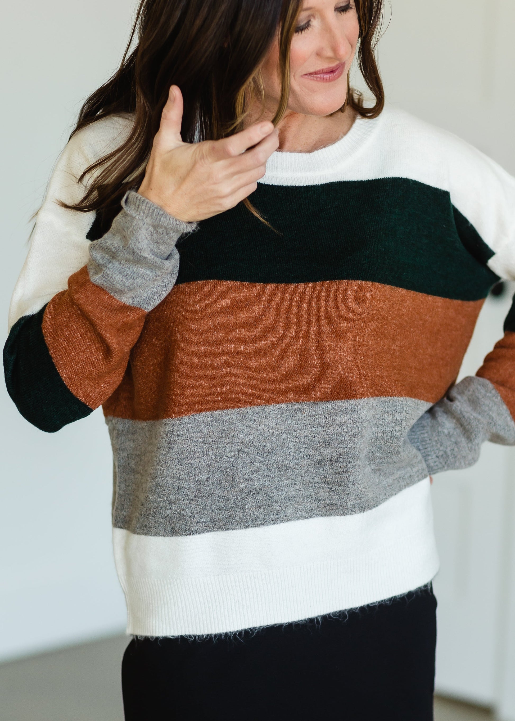 Forest Striped Long Sleeve Sweater - FINAL SALE Tops