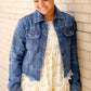 Frayed Denim Jean Jacket Tops