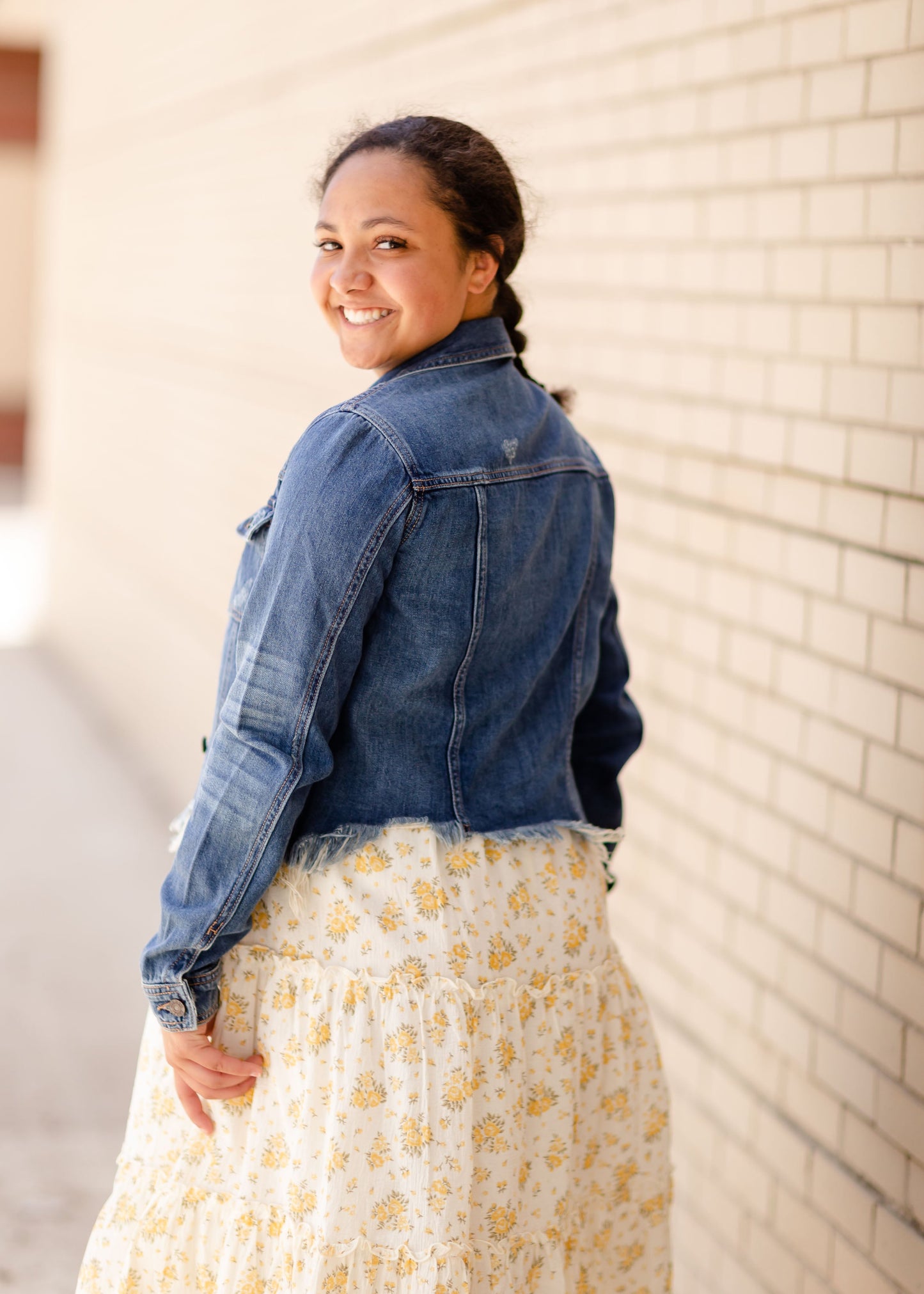 Frayed Denim Jean Jacket Tops